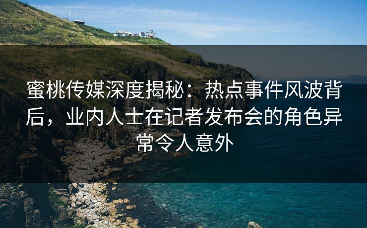 蜜桃传媒深度揭秘：热点事件风波背后，业内人士在记者发布会的角色异常令人意外