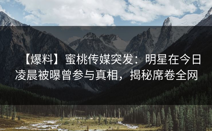 【爆料】蜜桃传媒突发：明星在今日凌晨被曝曾参与真相，揭秘席卷全网