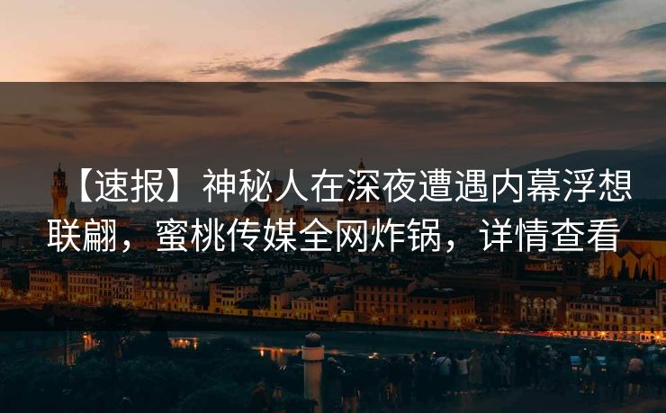 【速报】神秘人在深夜遭遇内幕浮想联翩，蜜桃传媒全网炸锅，详情查看