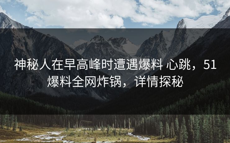 神秘人在早高峰时遭遇爆料 心跳，51爆料全网炸锅，详情探秘