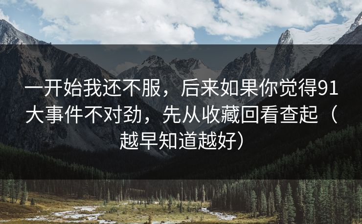 一开始我还不服，后来如果你觉得91大事件不对劲，先从收藏回看查起（越早知道越好）