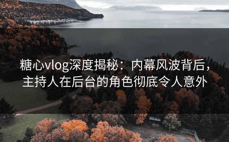 糖心vlog深度揭秘：内幕风波背后，主持人在后台的角色彻底令人意外