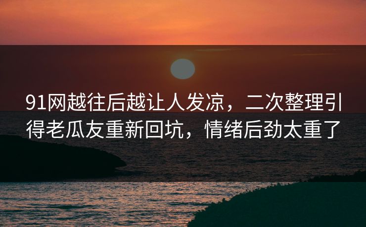 91网越往后越让人发凉，二次整理引得老瓜友重新回坑，情绪后劲太重了